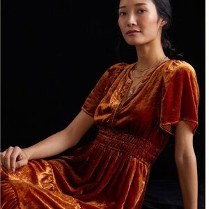 Anthropologie Maeve Somerset Velvet Dress in Honey NWOT